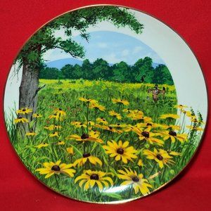 VTG Decorative Plate Royal Windsor Black Eyed Susan Wildflowers of the South Gol